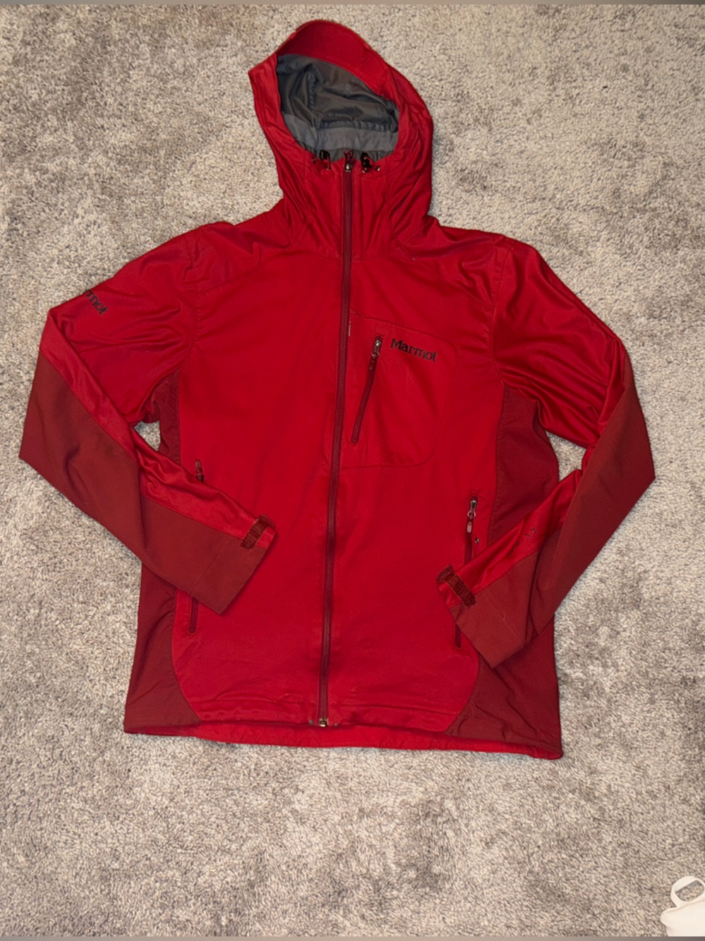 Marmot Red Softshell Hooded Windstopper Jacket